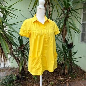 Theory Yellow Short Sleeve Blouse
